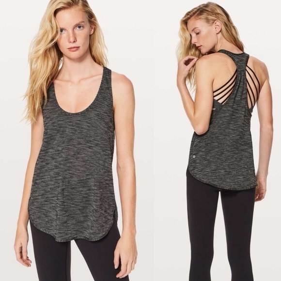 Lululemon 105 F Singlet Heathered Black Sz 6 - Picture 1 of 15